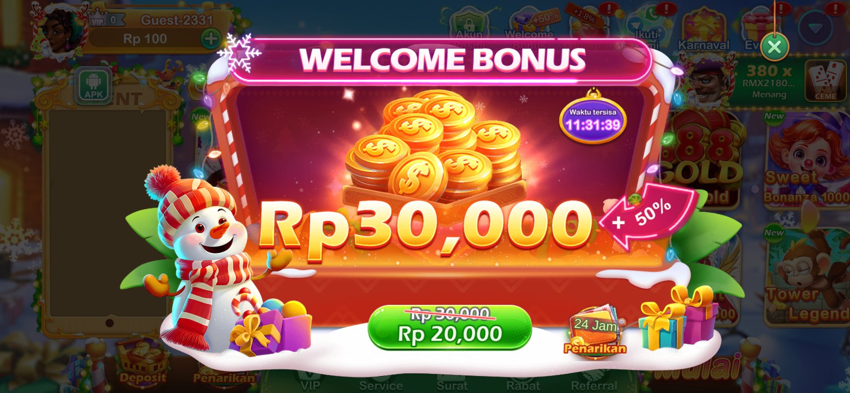 Bonus selamat datang K3K3 2 4 3882 3 dengan diskon spesial untuk pengguna baru.